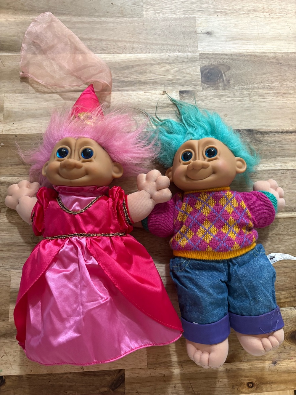 Russ Berrie & Co Troll Dolls Pink Fairy Tale Princess & "Tyler" 12”